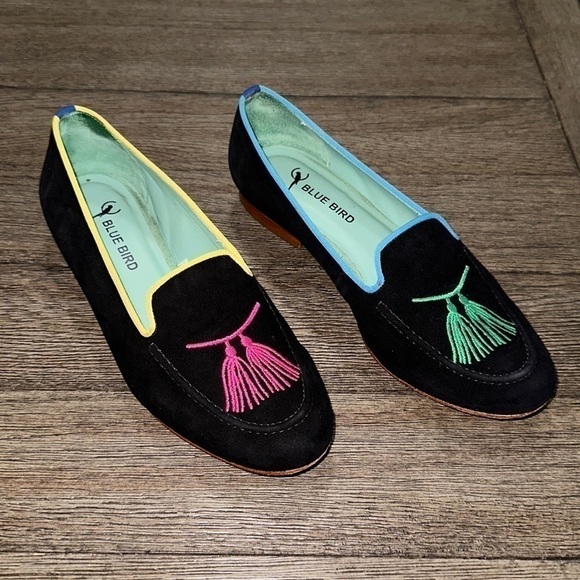 Blue Bird Shoes - Blue Bird suede embroidered tassel loafers